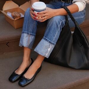 NEW Dolce Vita Black Leather Anissa Ballet Flats 9.5W